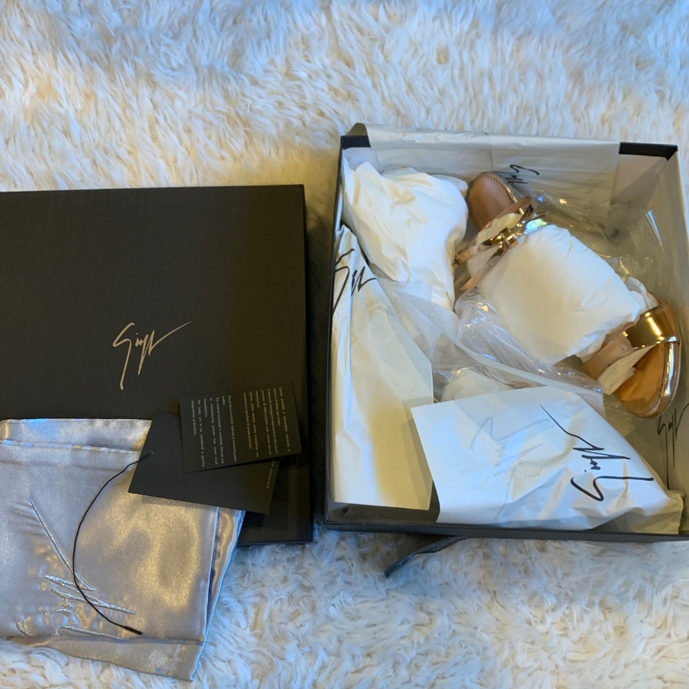 Giuseppe Zanotti Metallic Ankle Strap Sandal Heels - Picture 2 of 7